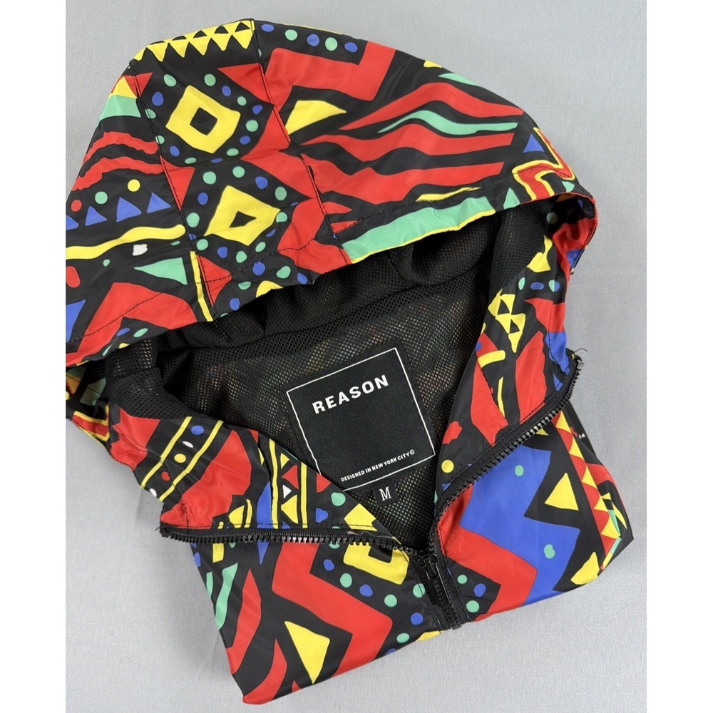 Reason Brand Co. Abstract Print Retro Style Windbreaker Quarter Zip Men's Medium